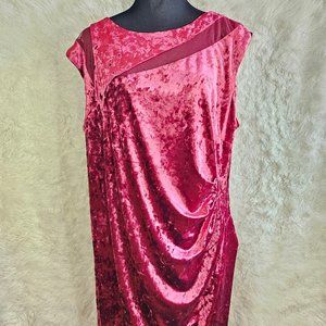 Michel Studio Women's Burgundy Red Velour Sleeveless Midi Dress Size 20
